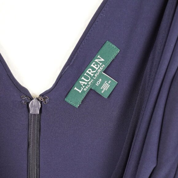 NWT Lauren Ralph Lauren Navy Sleeveless Lace Panel Fit & Flare Dress‎  Size 10P - Picture 4 of 11